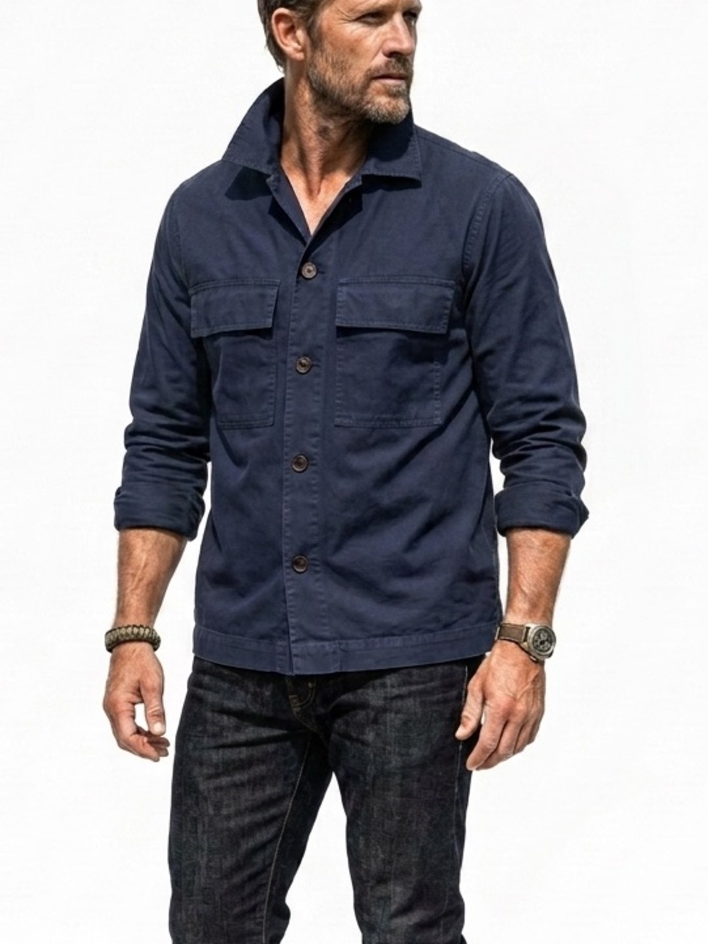 Rodd & Gunn Four Rivers Linen Cotton Blend Shirt Jacket Navy Blue Size M EUC